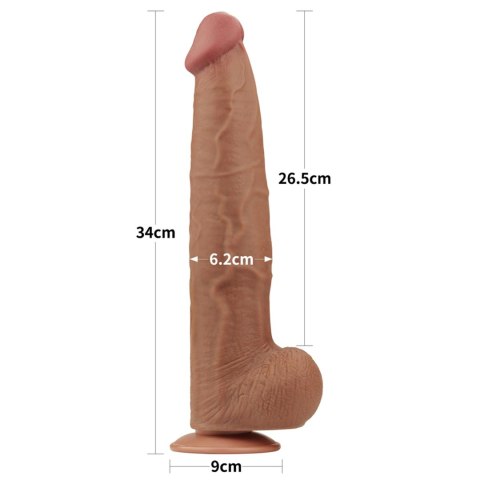 Lovetoy 13.5'' King Sized Sliding Skin Dual Layer Dong Brown