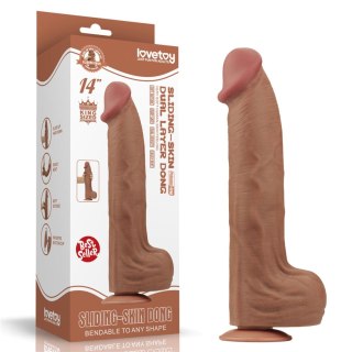 Lovetoy 14'' King Sized Sliding Skin Dual Layer Dong Brown