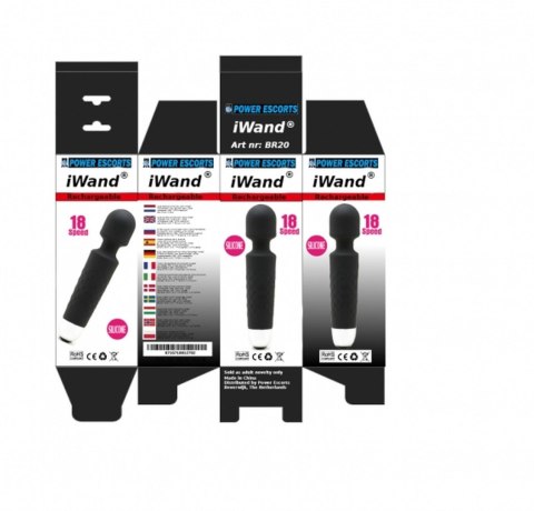 Power Escorts Iwand black rechargeable silicone bodywand massager
