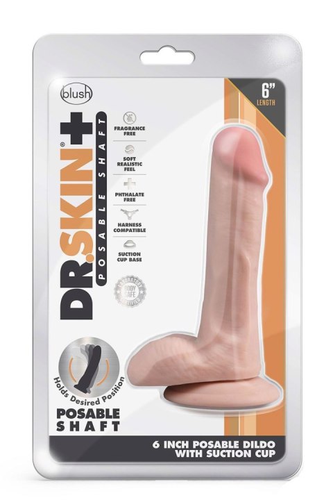 Blush DR. SKIN PLUS 6 INCH POSABLE DILDO WITH BALLS VANILLA