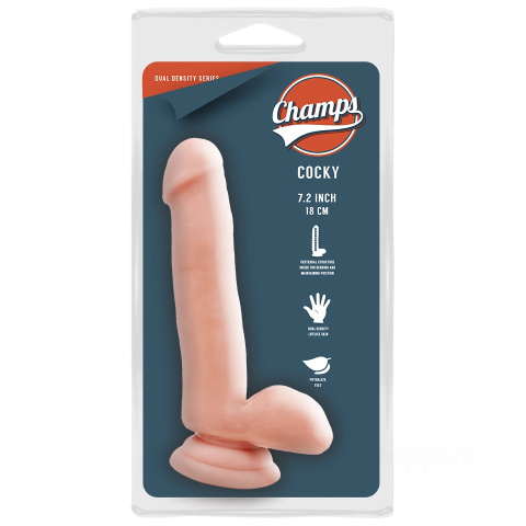 13/3,5 cm Champs DUAL DENSITY Cocky dwuwarstwowe dildo z jądrami i przyssawką