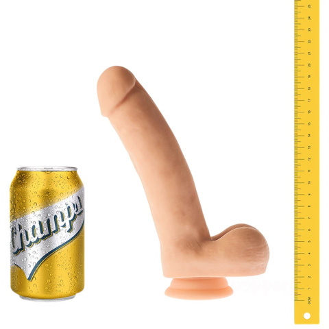 15/3,5 cm Champs Curly dildo z jądrami i przyssawką