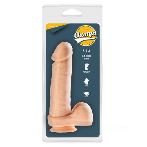 15/4 cm Champs Ribly dildo z jądrami i przyssawką