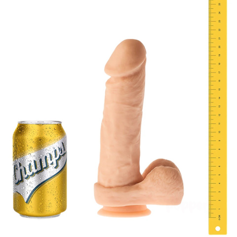 15/4 cm Champs Ribly dildo z jądrami i przyssawką