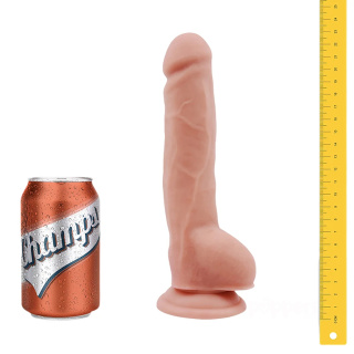 16/4 cm Champs DUAL DENSITY Baldy dwuwarstwowe dildo z jądrami i przyssawką