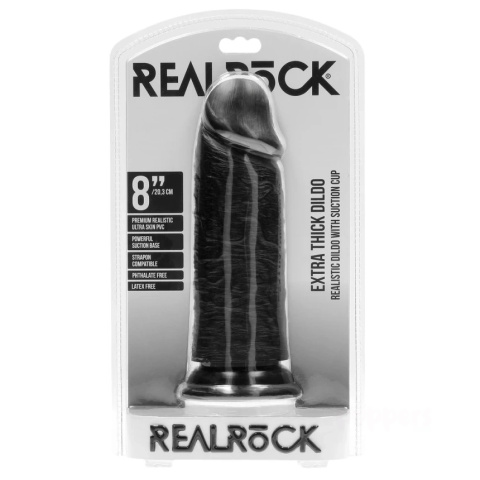 20/6 cm RealRock Extra Thick Dildo gruby sztuczny penis czarny