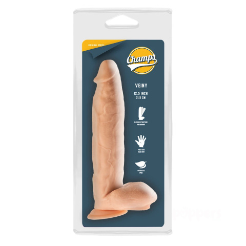 23/5,5 cm Champs Veiny duże dildo z jądrami i przyssawką