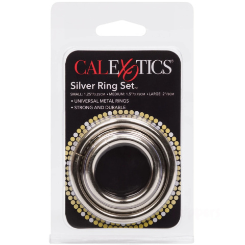 32-50 mm CalExotics Silver Ring Set trójpak metalowych pierścieni erekcyjnych