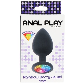 9/4 cm Rainbow Booty Jewel L korek analny z tęczowym klejnotem