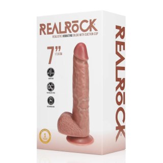 Vibrating Regular Straight Cock with Balls - 7" / 18 cm - Tan