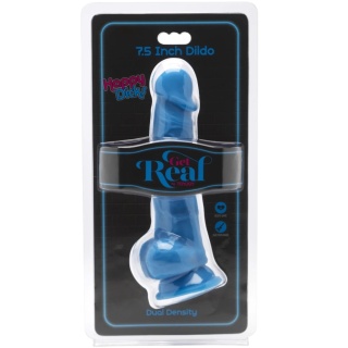 13/3,5 cm ToyJoy Get Real Happy dwuwarstwowe niebieskie dildo z jądrami 7,5" W
