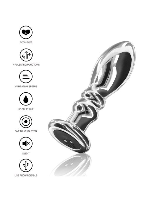 Buttplug Vibr. Ribbed Medium Silver