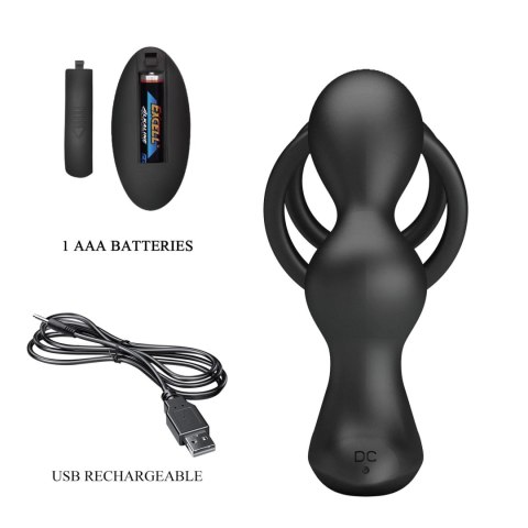 MR PLAY - VIBRATING ANAL PLUG with RING - Remote Control 12 functions