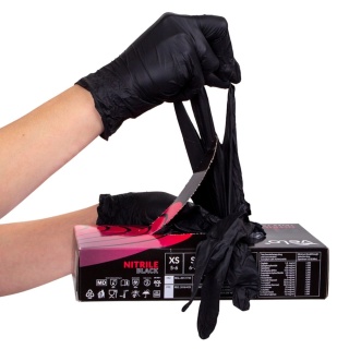 Rękawiczki do fistingu nitrylowe czarne L duże 100 szt.