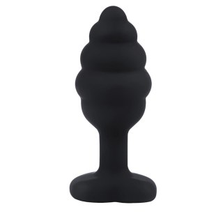 BUTT PLUG Black ribbed small