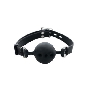 Breathable silicone ball gag with adjustable straps.