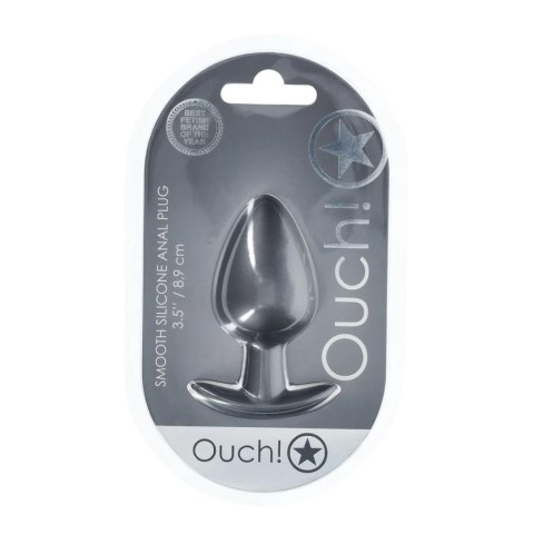 Smooth Silicone Anal Plug - Large - 3.5" / 8,9 cm - Gunmetal