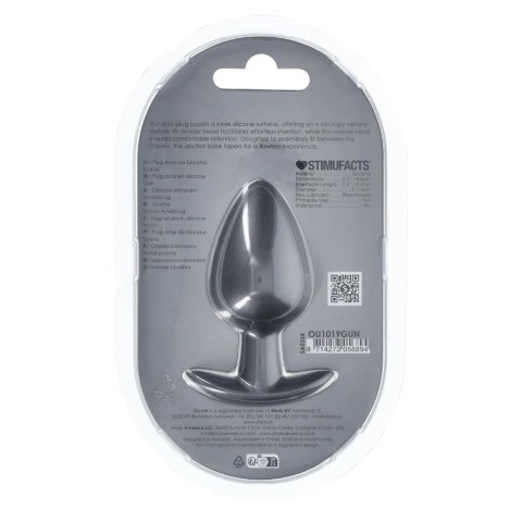 Smooth Silicone Anal Plug - Large - 3.5" / 8,9 cm - Gunmetal