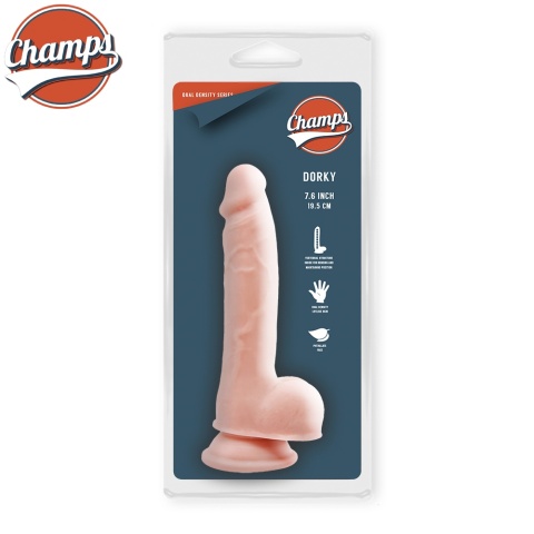 13/3 cm Champs DUAL DENSITY Dorky dwuwarstwowe dildo z jądrami i przyssawką