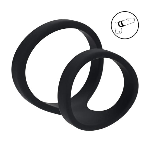 2 Loop Silicone Cockring - Black
