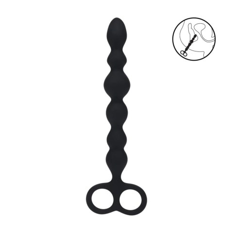 Beaded Silicone Anal Probe with Double Loop - Black
