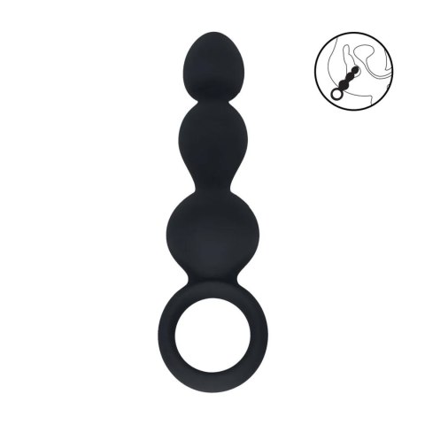 Beaded Silicone Anal Probe with Loop - Black