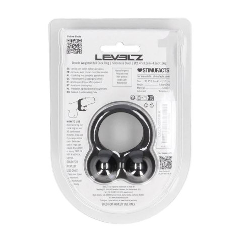 Liquid Silicone Double Weighted Ball Cockring - Black