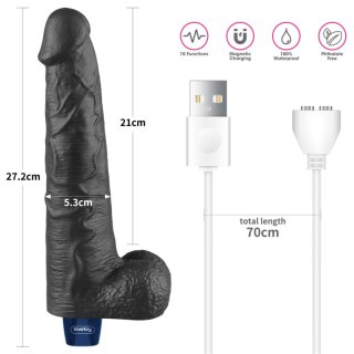 10.5" REAL SOFTEE Rechargeable TPE Vibrating Dildo(Black)