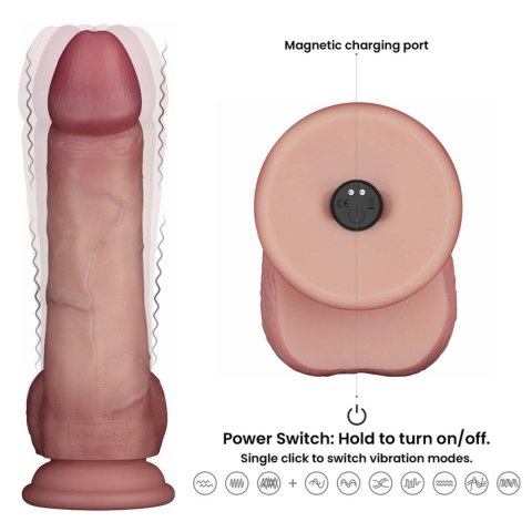 8" Vibrating Sliding Skin Pro II Dual Layer Silicone Dong