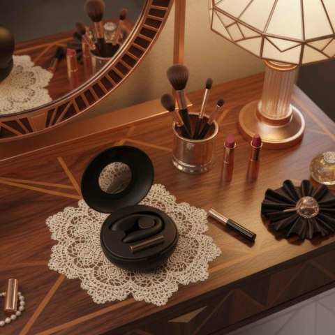 Rosy Gold - C-Shape Vibrator with Luxury Charging Case - Black