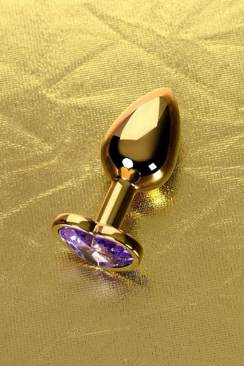 Anal plug Metal by TOYFA, metal, gold, with purple crystal, 7 cm, O 2.7 cm