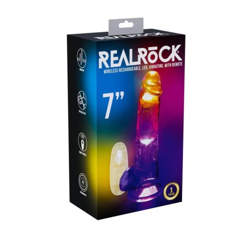 LED Vibrating Straight Cock with Balls - 7" / 18 cm - Transparent