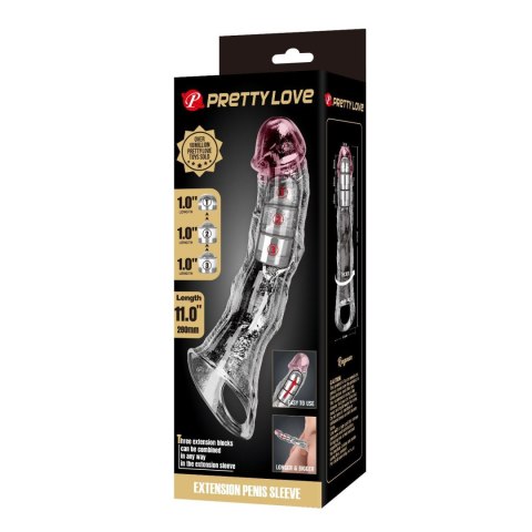 Pretty Love Extension Penis Sleeve with Modular Length Blocks Clear - 28 cm