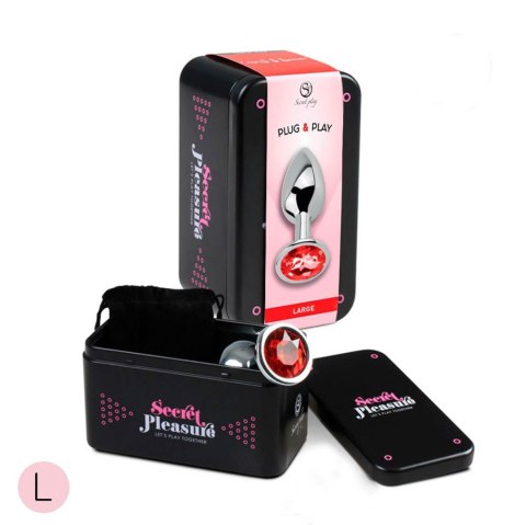 RED JEWELLED METAL BUTT PLUG L