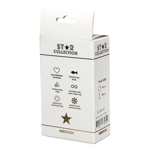 Star Collection - Pink Silicone Anal Plug M - Light Blue Stone