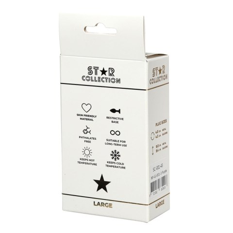 Star Collection - Purple Silicone Anal Plug L - Light Blue Stone