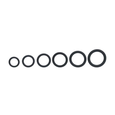Classic Silicone Cockring Set of 6 - Black