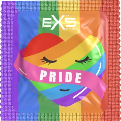 EXS Pride tęczowa prezerwatywa Serce