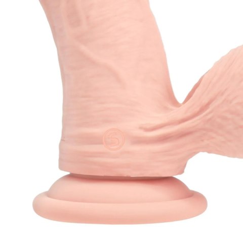 Dual Density Rechargeable Liquid Silicone Vibrator - Curved with Weighted Balls - 7" / 18 cm - Flesh