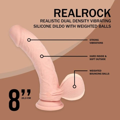 Dual Density Rechargeable Liquid Silicone Vibrator - Curved with Weighted Balls - 8" / 20 cm - Flesh