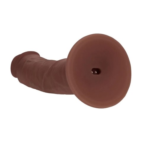 Dual Density Silicone Curved Realistic Vibrating Dildo with Suction Cup - 6" / 15,5 cm - Brown