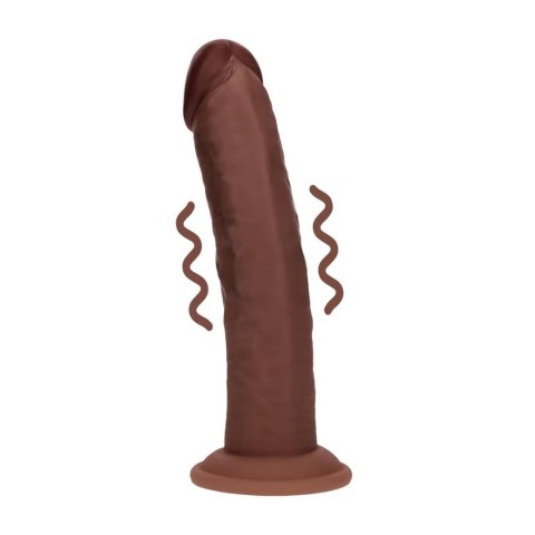 Dual Density Silicone Curved Realistic Vibrating Dildo with Suction Cup - 8" / 20,3 cm - Brown