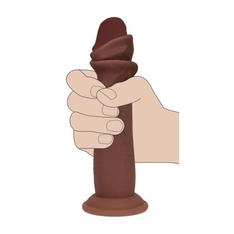 Dual Density Silicone Realistic Sliding Skin Dildo - 7" / 18,5 cm - Brown