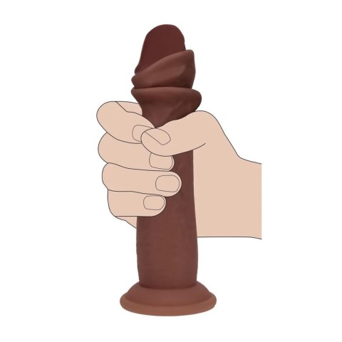 Dual Density Silicone Realistic Sliding Skin Dildo - 8" / 20,5 cm - Brown