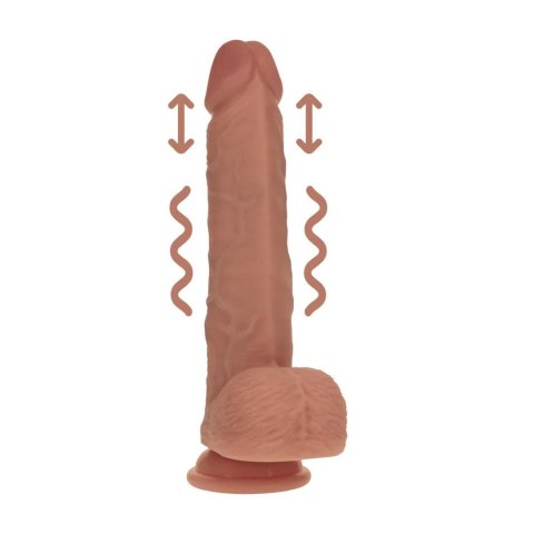 Dual Density Silicone Realistic Vibrating Thrusting Dildo with Balls - 8" / 20,3 cm - Tan